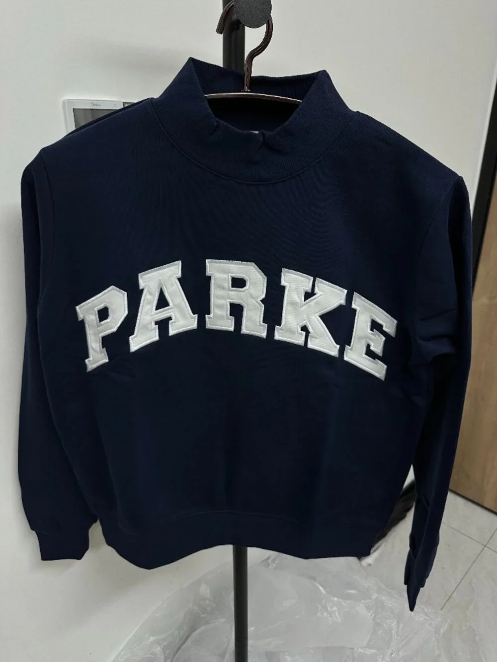 PARKE Varsity Letter Mock Neck Sweatshirt